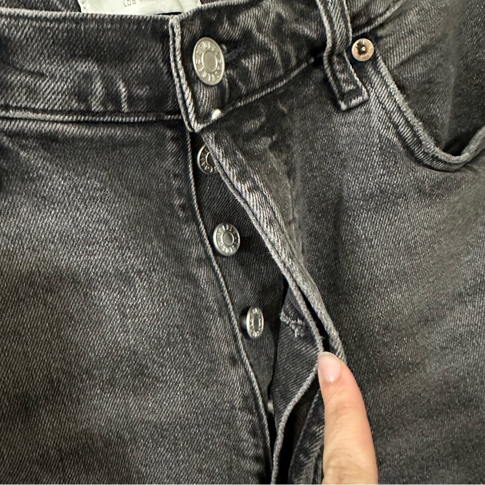 Agolde Riley Crop Jeans High Rise Straight Leg Button Fly Black Womens Size 29 - Picture 5 of 9